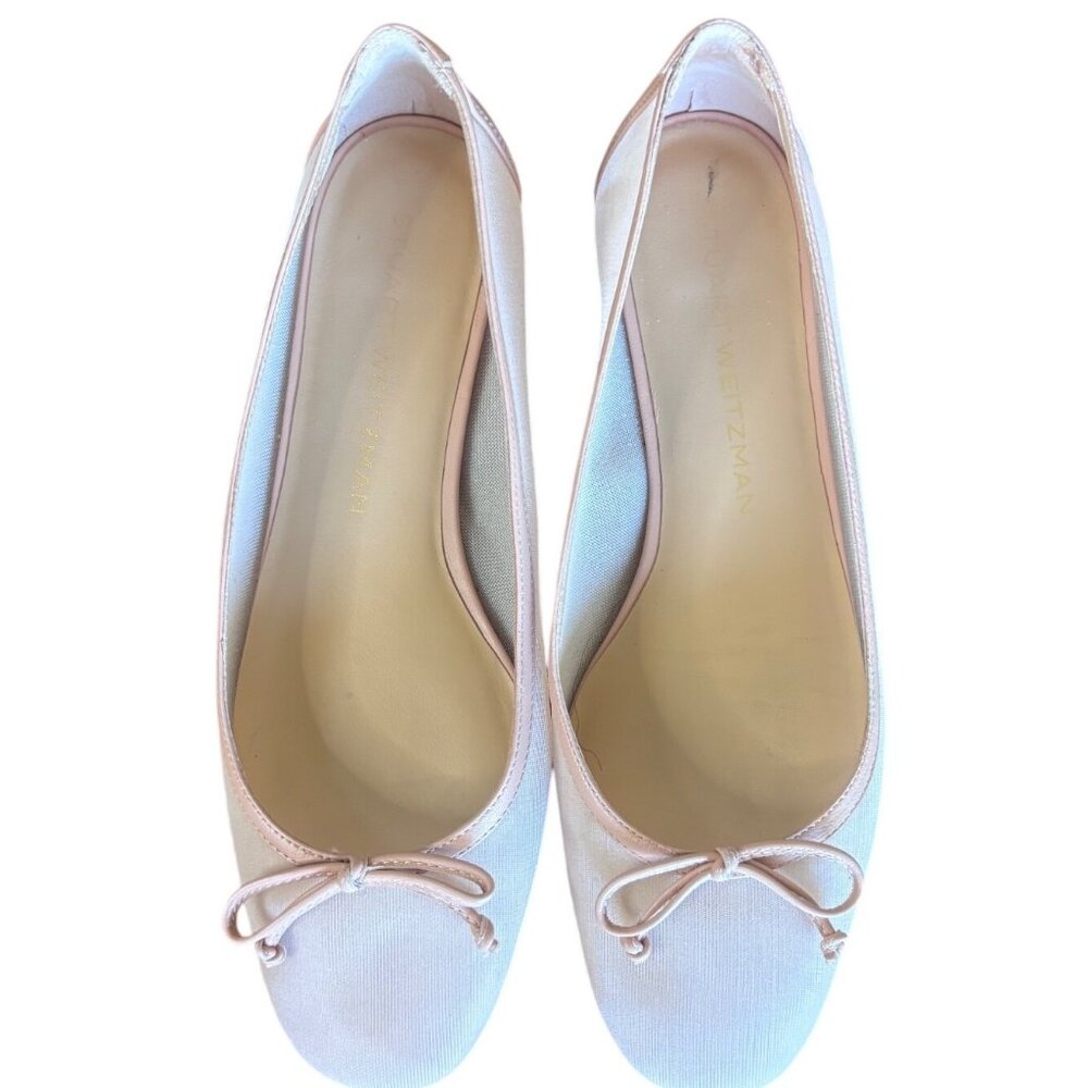 Stuart Weitzman Arabella Leather Trimmed Mesh Ballet Flats Ginger Size 8